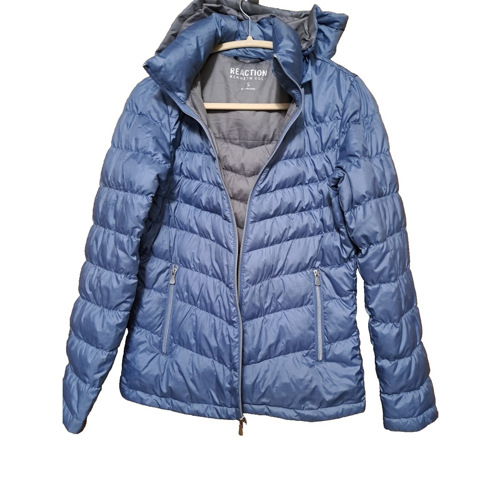 Kenneth Cole‎ Reaction Women's Blue Hooded Down Lightweight Puffer Jacket Small